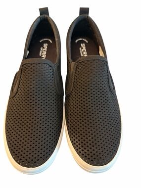 Sperry Women Black Perforated Slip-On Loafers